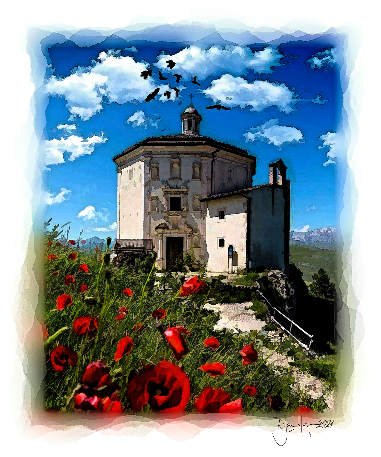 architecture poppies-and-birds-at-santa-maria-della-pieta church