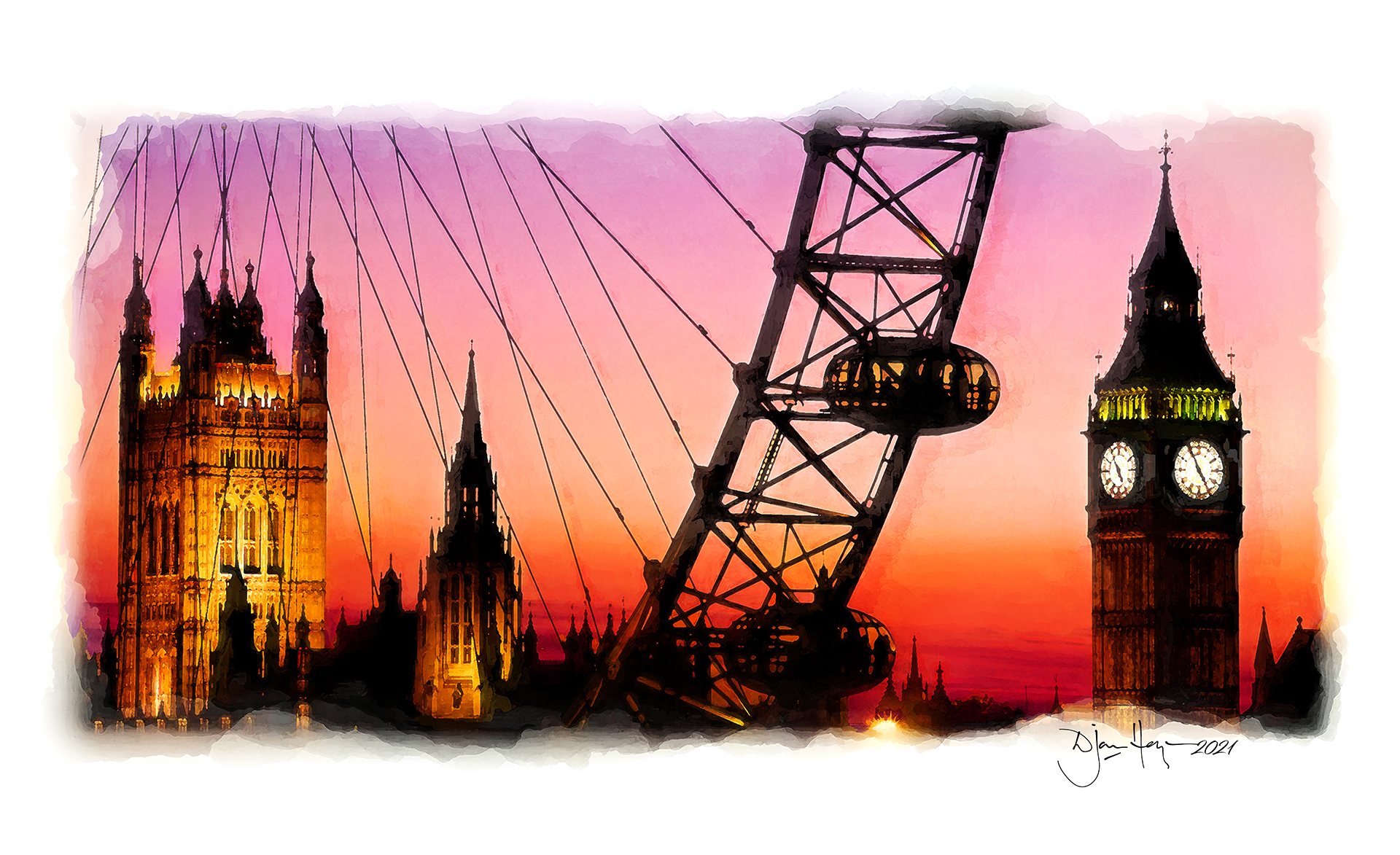 architecture through-the-london-eye-at-twilight architectural-detail