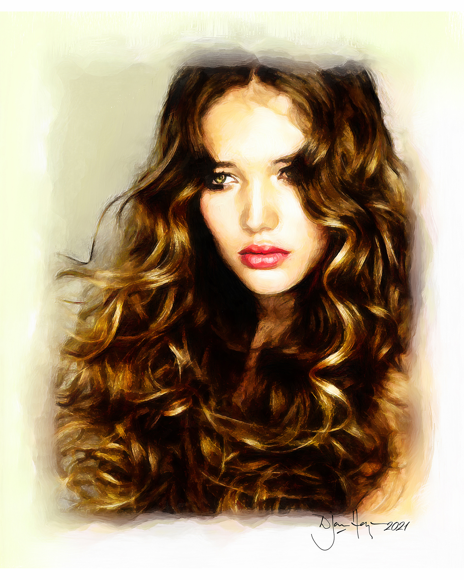 character-studies girl-with-curly-hair portrait