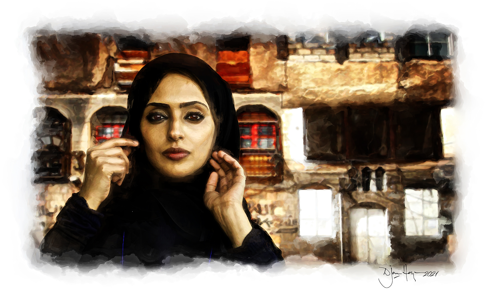 character-studies young-woman-in-old-damascus portrait