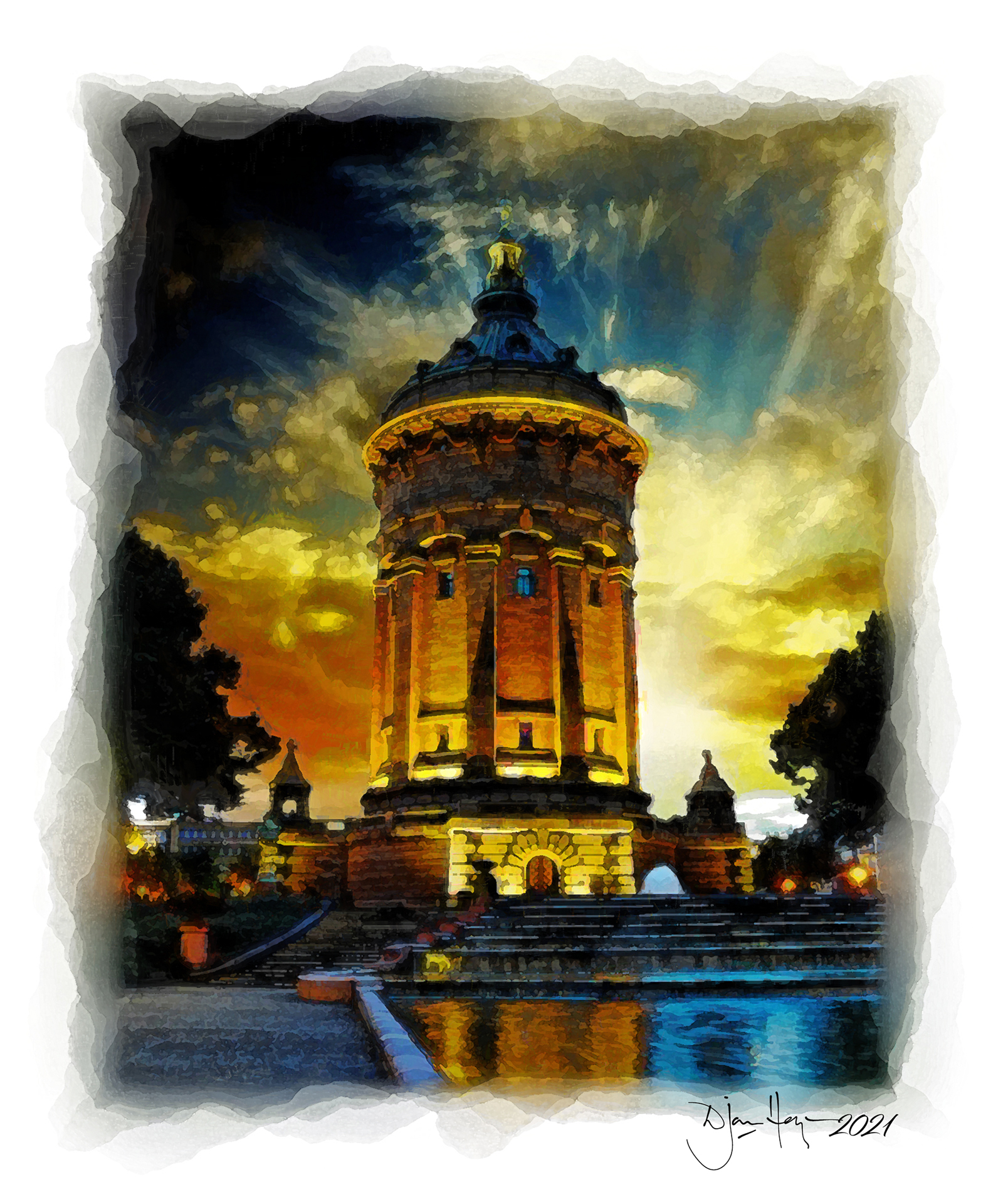 landmarks the-water-tower-at-mannheim tower