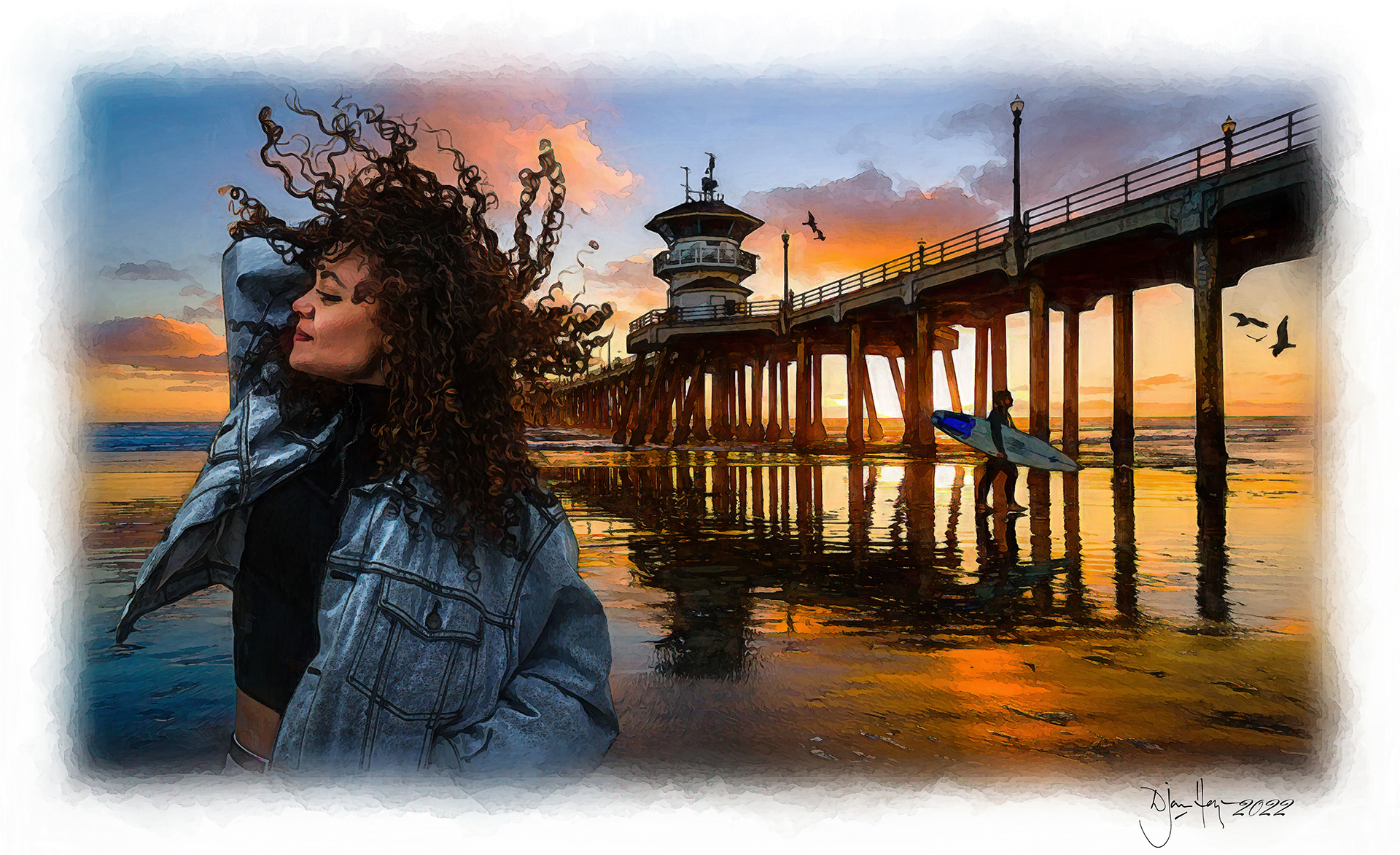 landmarks windswept-at-huntington-beach-pier pier