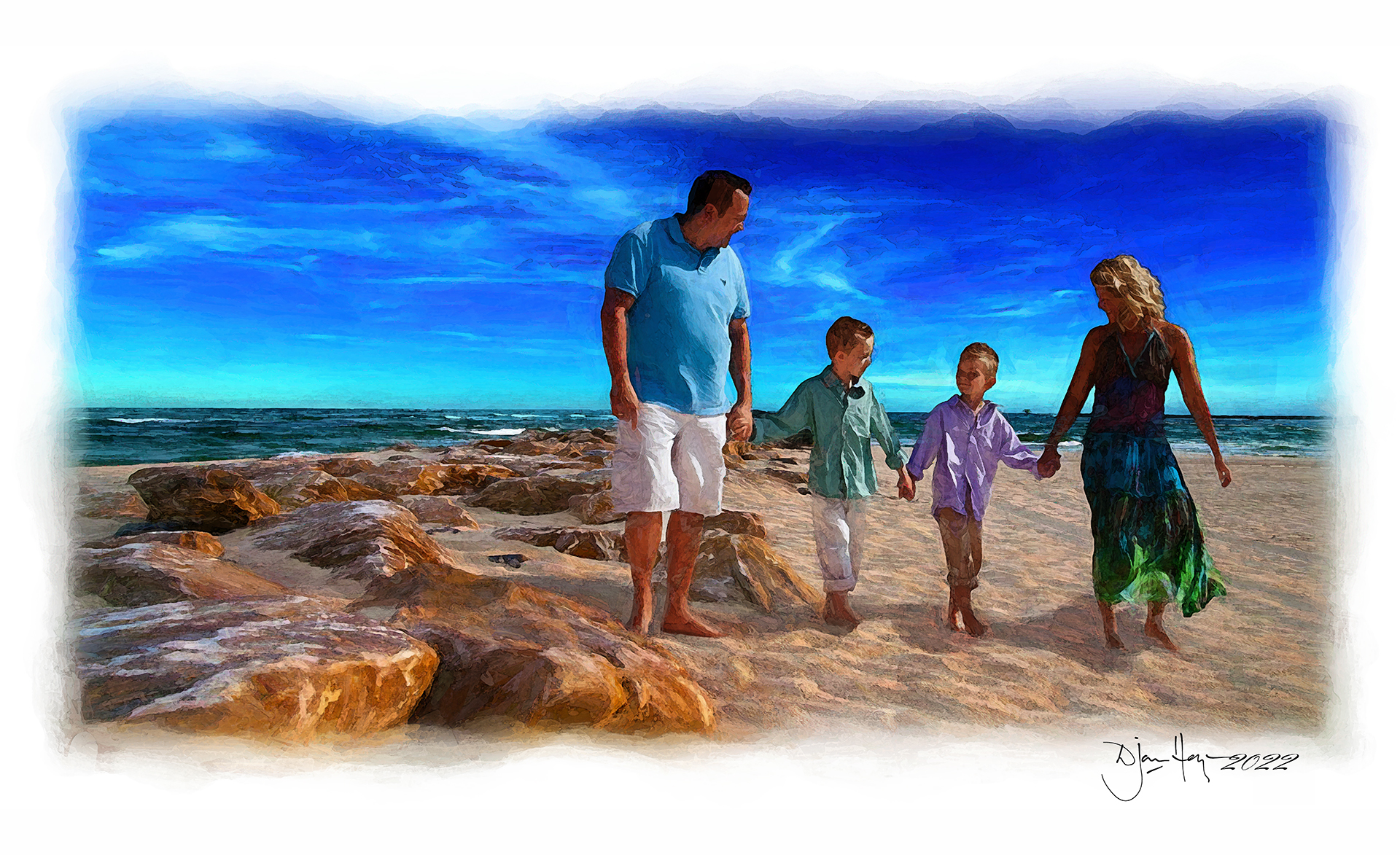 landscapes family-outing-to-the-beach beach