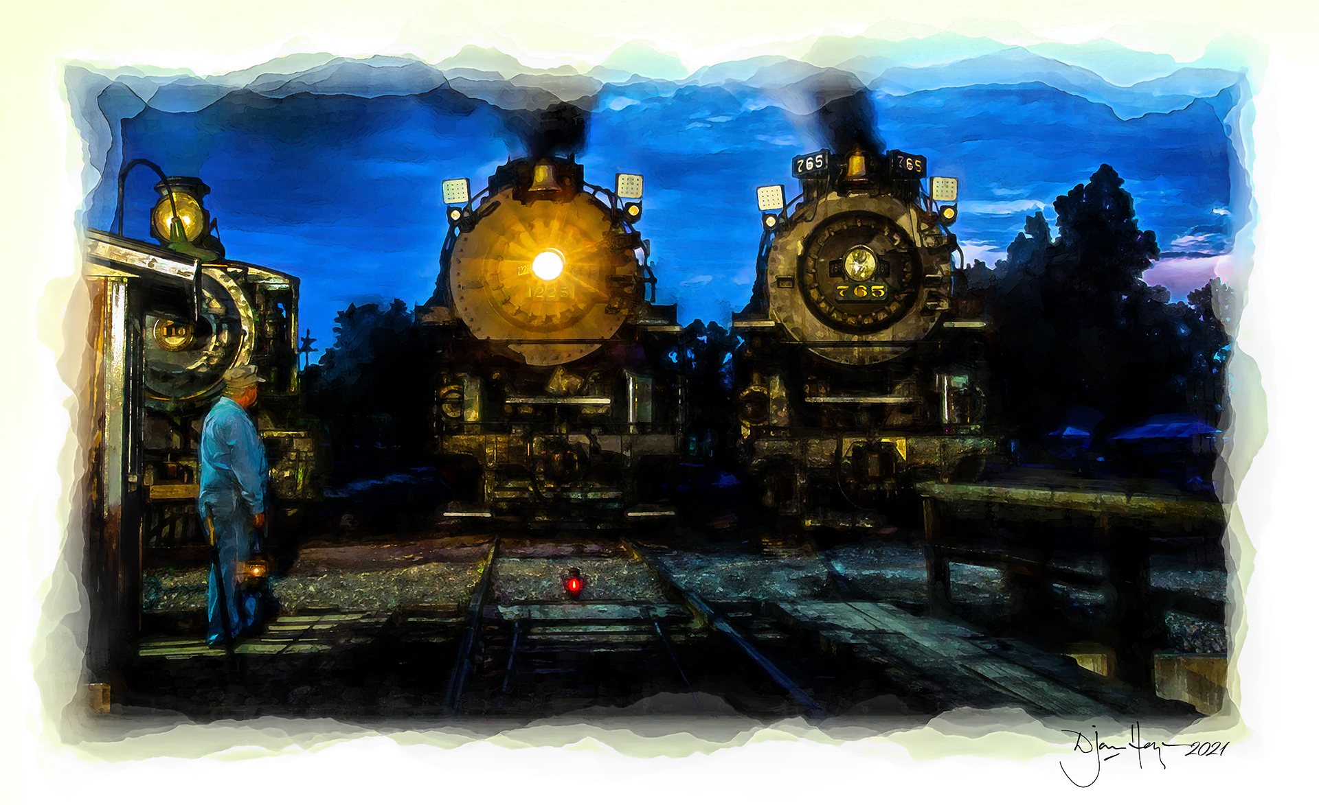 landscapes nighttime-in-the-switching-yard landscape
