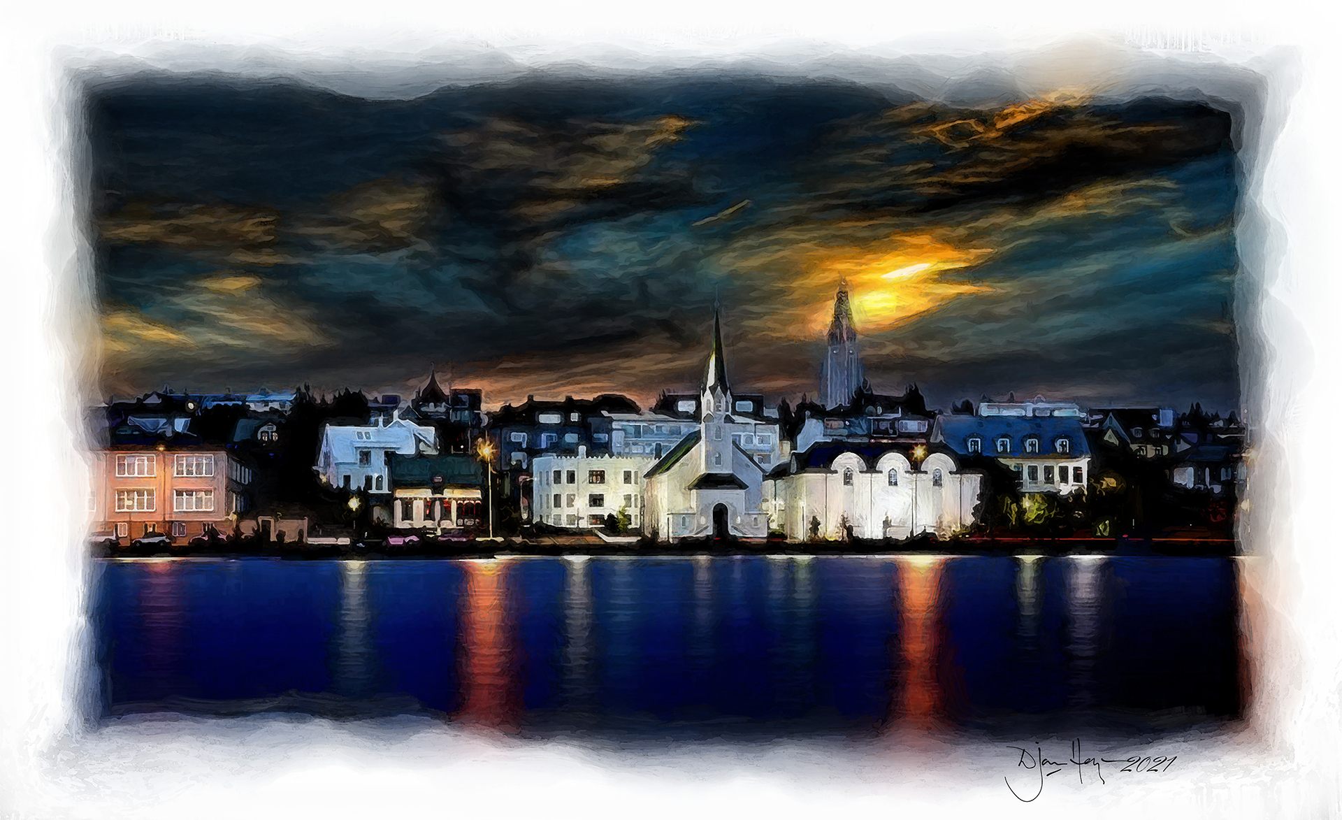 landscapes reykjavik-in-the-long-twilight city-view
