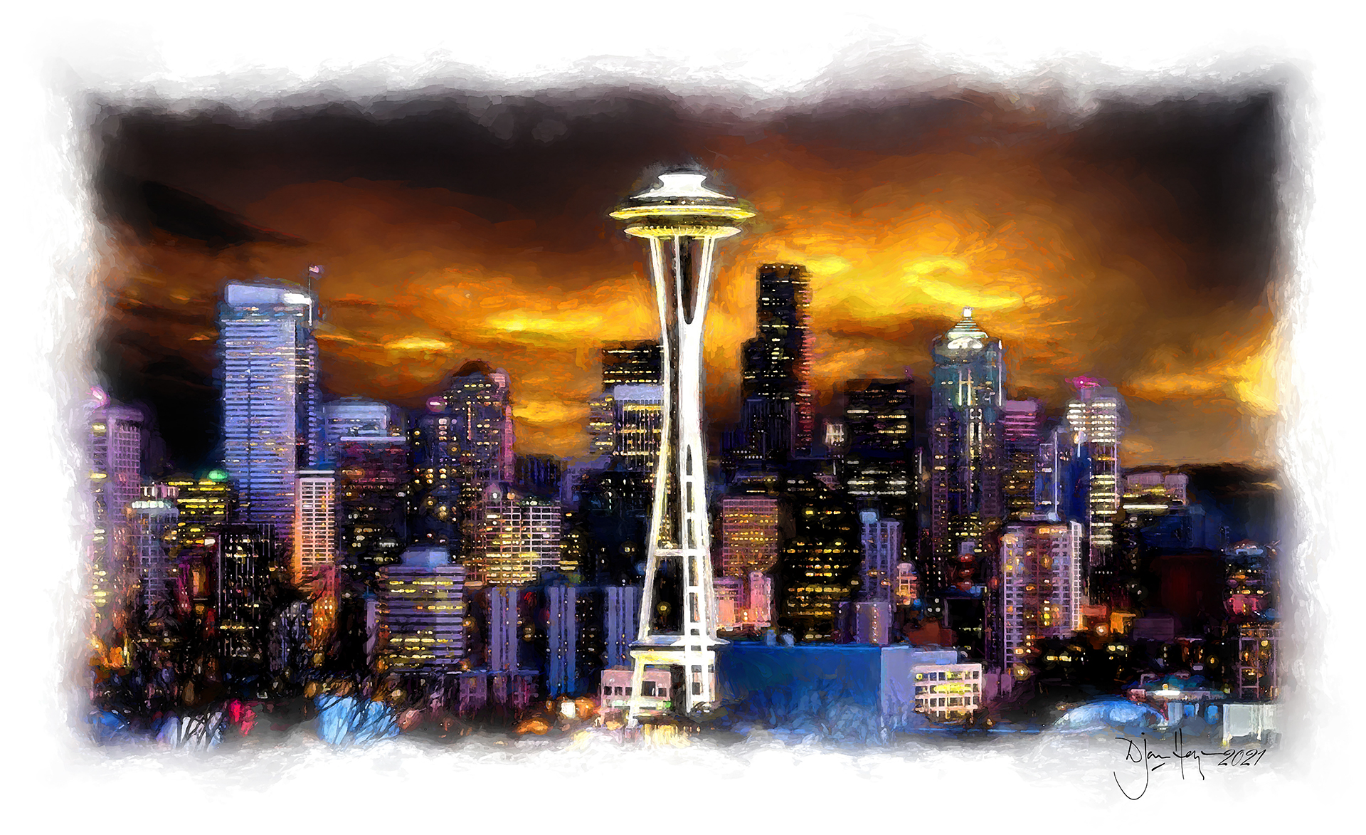 landscapes seattle-at-sunset cityscape