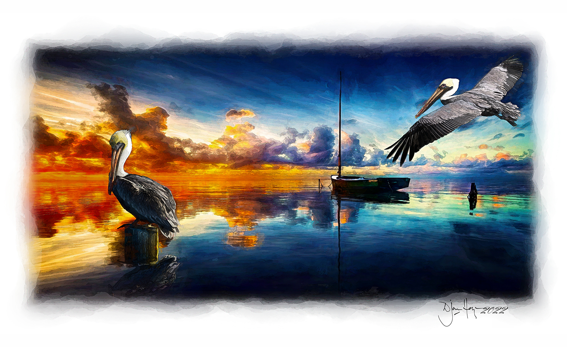 nature ablaze dawn-on-pelican-creek birds