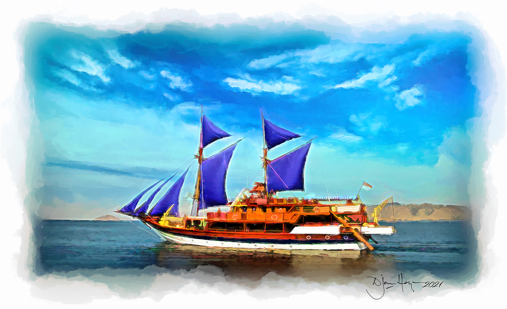 seascapes cruising-the-calm sailing-craft